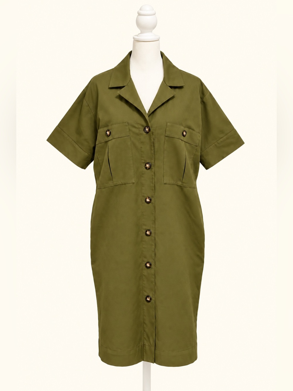 Faherty Palos Verdes Cotton Linen Utility Shirt Dress Olive